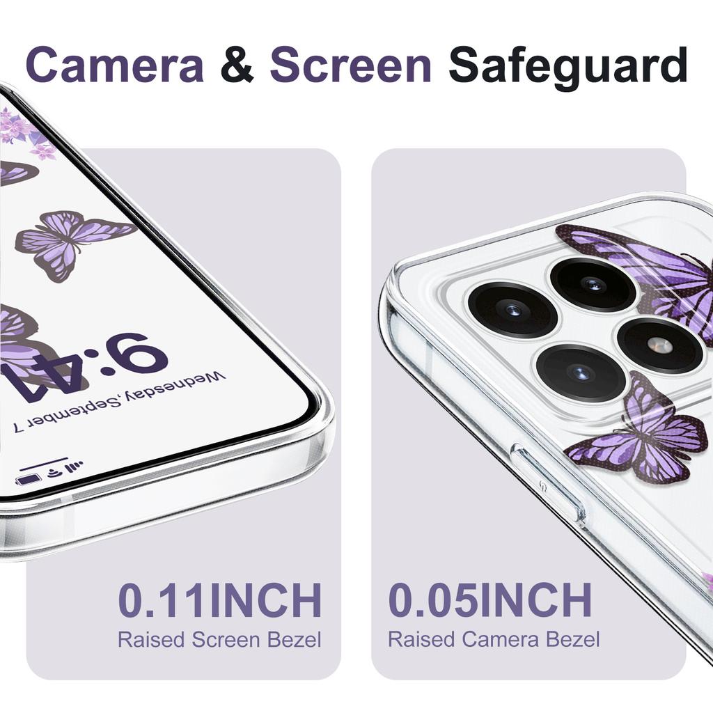 Sky Butterfly Transparent Phone Case For Xiaomi 15 15T 14 14T POCO M7 X7 F7 M6 X6 Pro Ultra 4G 5G Soft TPU Cover