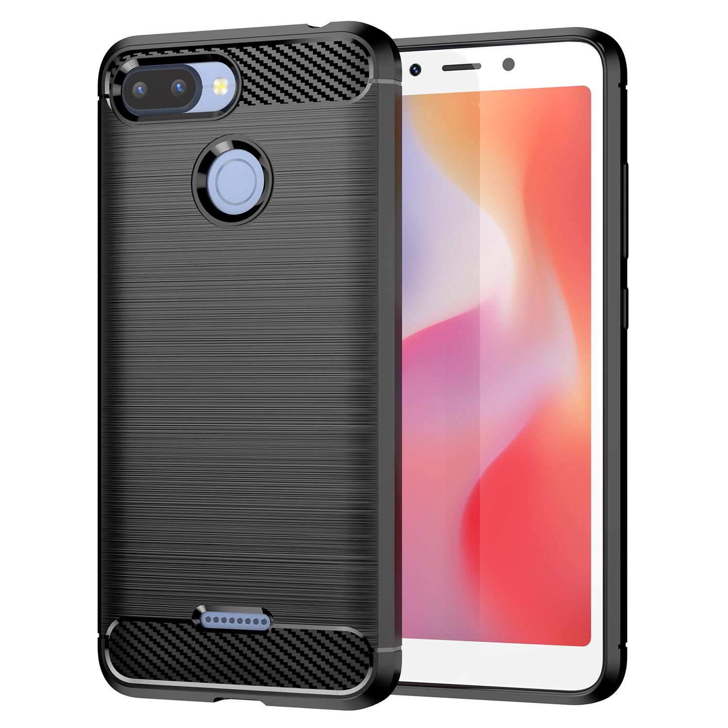 

Для xaomi redmi 6 6a 7 7a Чехол из углеродного волокна Чехол для xiaomi redmi 6 7 pro Противоударные чехлы для телефонов Прочный гибкий бампер-домик Redmi 6 чёрный