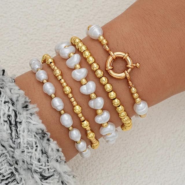 7 Pcs Yellow Daisy Flower Chain Bracelet Set Vintage Gold Color Pendant Beaded Bracelets Bohemian Delicate Handcrafted Jewelry