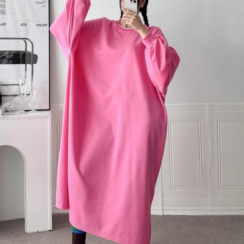 New Arrivals Open Run Round Neck Baggy Long Sleeve Sweatshirt Big Size Dress
