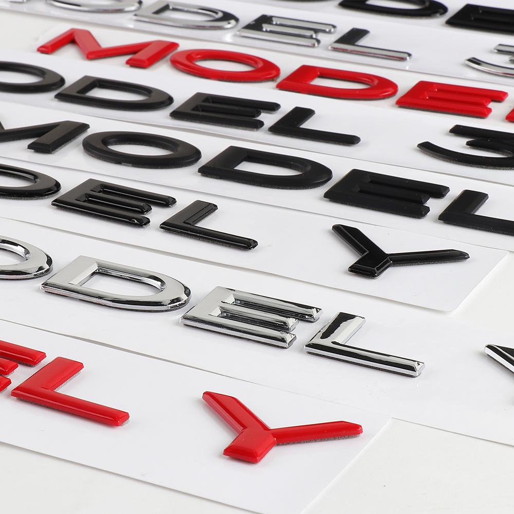 AMI1 1Pc 3D ABS Car Model Y/3 Badge letter Sticker Trunk Decoration Decal For Tesla Model Y 2026 Model3 Auto Valve Cap Accessories