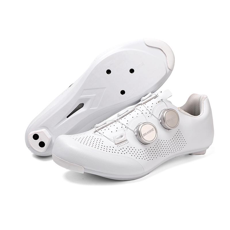 Shanhe 3.0 Carbonfaser Rennradschuhe - Reinweiß, Aluminiumlegierungs-Schnalle