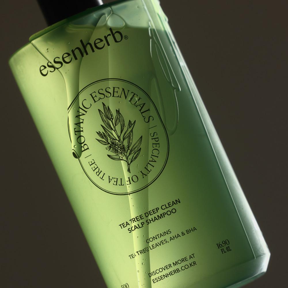 essenherb Tiefenreinigungs-Kopfhautshampoo, 500 ml, Teebaum (Vegan)
