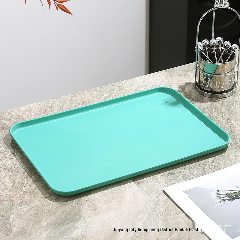 Wheat Straw Rectangular Coffee Table Tray for Teacups and Desserts