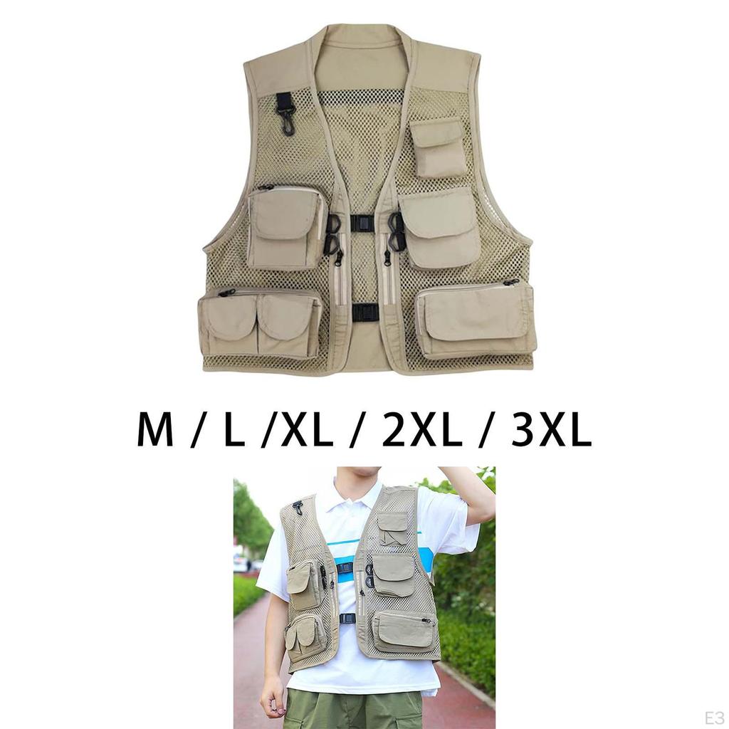 Gilet da Pesca a Mosca con Tasche Multiple Fotografia Gilet Utility Rimovibile Cappotto Capospalla per