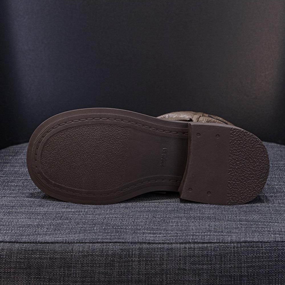 Women Platform Boots Belt Buckle Short Boots Women's 2025 New Autumn and Winter Pleated Women's Boots