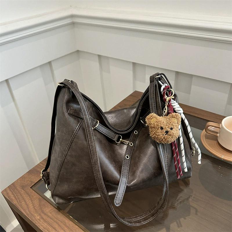 Vintage Large Capacity Women's Shoulder Bag Fashion Backpacks Pu Leather Ladies Crossbody Bag Female Commuter Handbags KTY