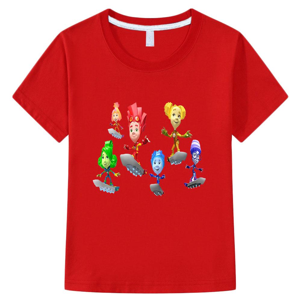 

The Fixies 100% Cotton New Children Tees Cute Girls Cartoon T Shirt Funny Baby Boys Summer Tops Short Sleeve Kids T-shirt Anime T-shirt 100 красный