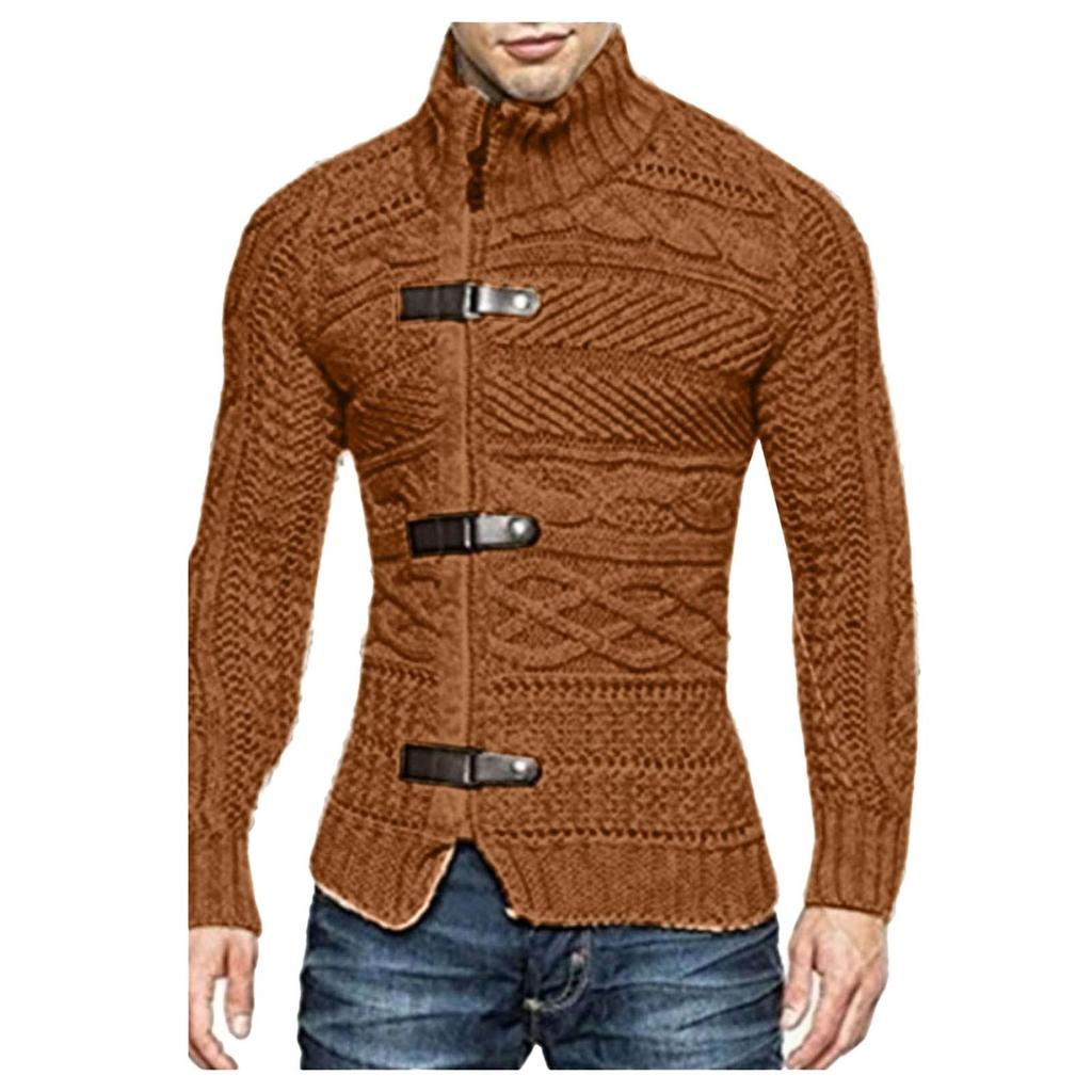 Men's Sweater Turtleneck Button Sweaters Autumn Winter Long Sleeve Pullover Tops Fashion Slim Solid Streetwear Sweatshirts