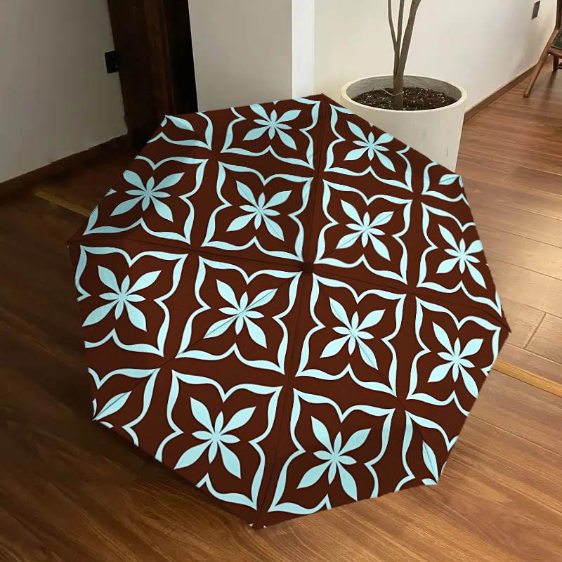 

1pc Floral Pattern Automatic Umbrella Durable Iron Frame & Plastic Handle, Gift for Men & Women, Sturdy Construction yy250905135