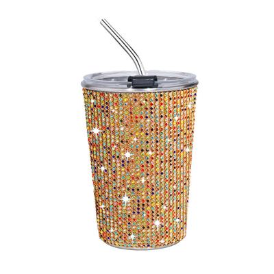 Bicchieri 500ml Tazza Acqua Strass Scintillante Riutilizzabile Glitter Tazza Caffè Indistruttibile Bling Creativa Tazza con Cannuccia Viaggio