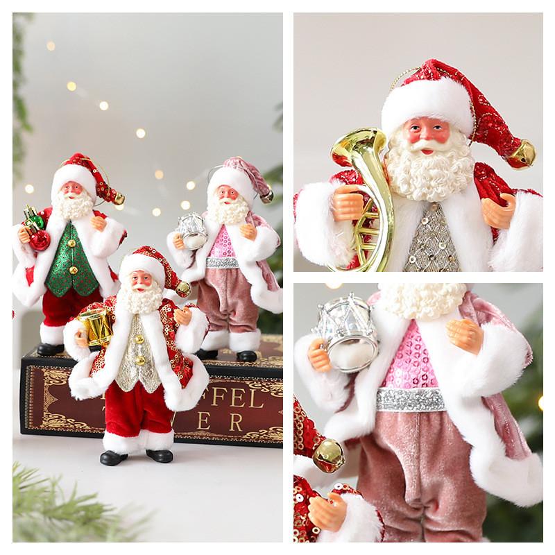 Cute Santa Claus Ornament With Musical Instruments Christmas Decoration Props For Holiday Decor And Window Display