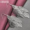 925 Sterling Silver Leaf Pendant Earrings Wedding Jewelry