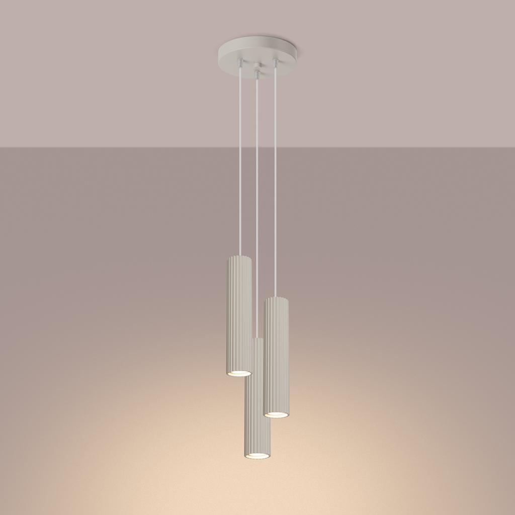 Lampa Wisząca Karbon 3 Gu10 Beżowy Alu Sollux Sl.1595