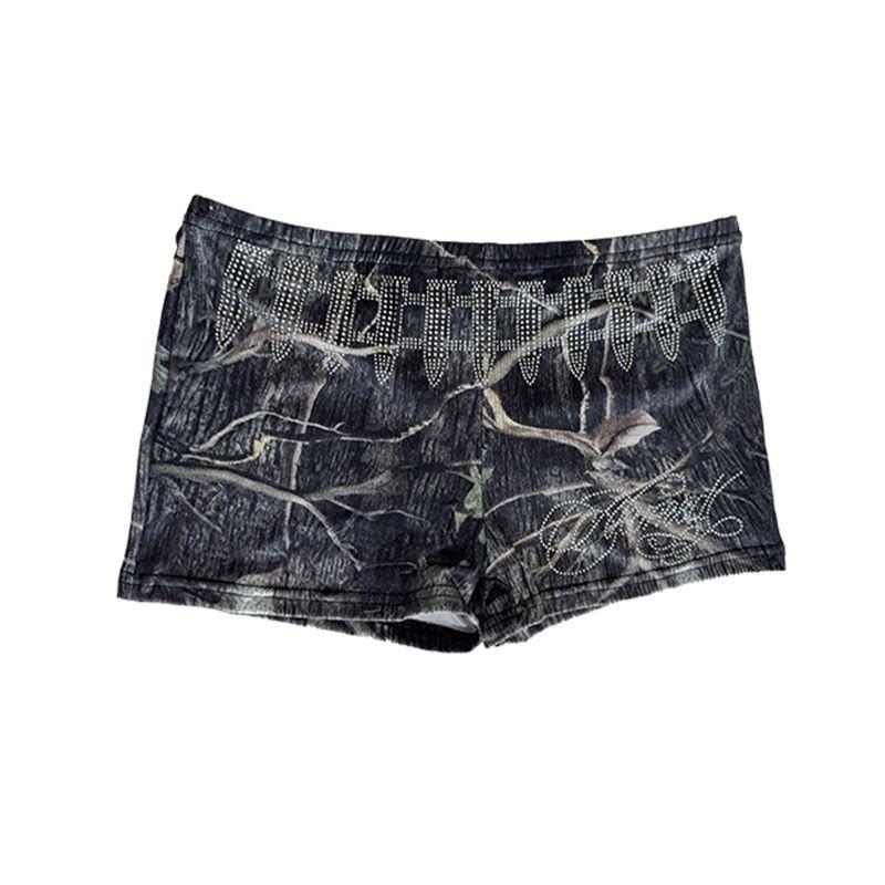 Kkx European and American Style Gyaru Sexy Punk Three-Dimensional Stick-on Crystals Print Slim Fit Inner Wear Short Tube Top Super Short Shorts Set