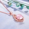 Trendy 925 Silver Jewelry Necklace Heart Shape Rose Quartz Zircon Gemstone Pendant for Women Wedding Promise Party Accessories