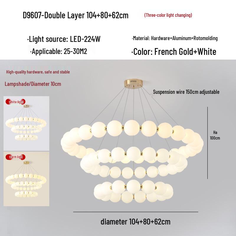 Nordic Modern Minimalist LED Chandelier - Pearl Necklace Design for Living Room, Bedroom, and Restaurant.