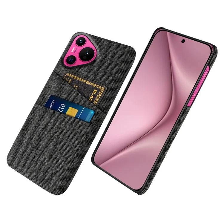 

For Huawei Pura 70 Case Card Holder Cloth Texture Hard PC Phone Back Cover