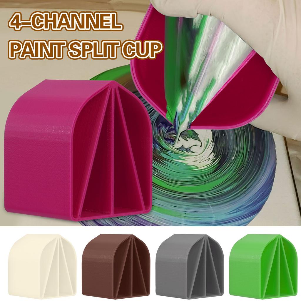 8oz Acrylic Pour Cup , 4 Channels Paint Pouring Split Cup Art Pour Supplies