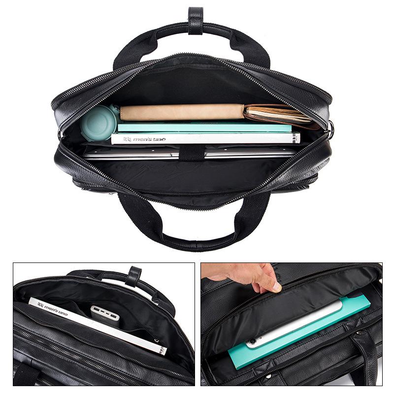 Shilaidun Men's Genuine Leather Cowhide Briefcase: Retro Casual Shoulder & Handheld Computer Bag