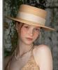 Tatiana Lunel Ribbon Band Natural Raffia Boater Hat Ht8195 Ivory