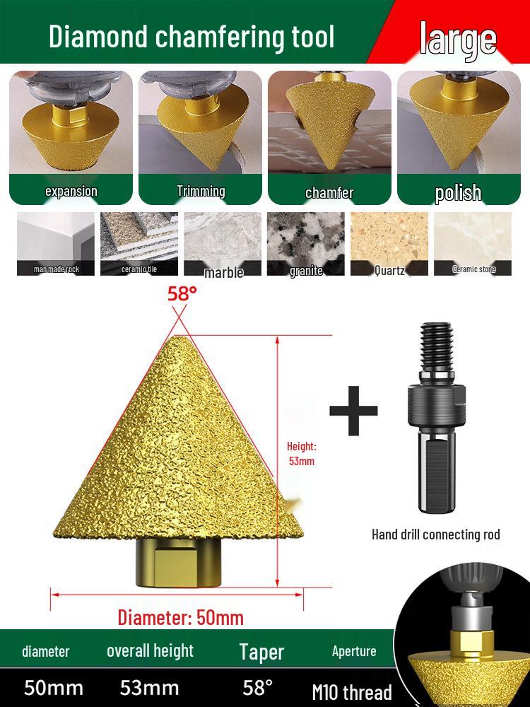 Diamond Chamfering Drill Bit and Hole Expander for Tile and Marble