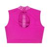 Girls Contemporary Modern Dance Top Mock Neck Sleeveless Keyhole Back Shiny Rhinestones Crop Top Performance Wear