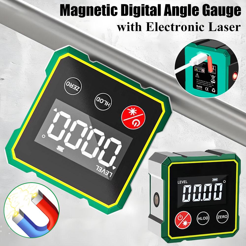 New Digital Angle Gauge Magnetic Protractor Inclinometer Level Angle Finder Gauge Bevel Box Rechargeable Angle Measurement Tool
