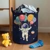 1pc Space-Themed Laundry Hamper & Storage Basket with Astronaut & Planet Balloons Design - Foldable Large Capacity Round Hamper Suitable for Small Apa