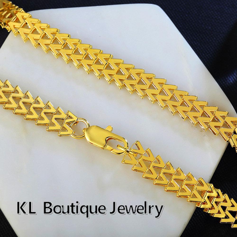 

9 мм золотого цвета, плоские W-цепочки, ожерелья, высококачественные ювелирные аксессуары