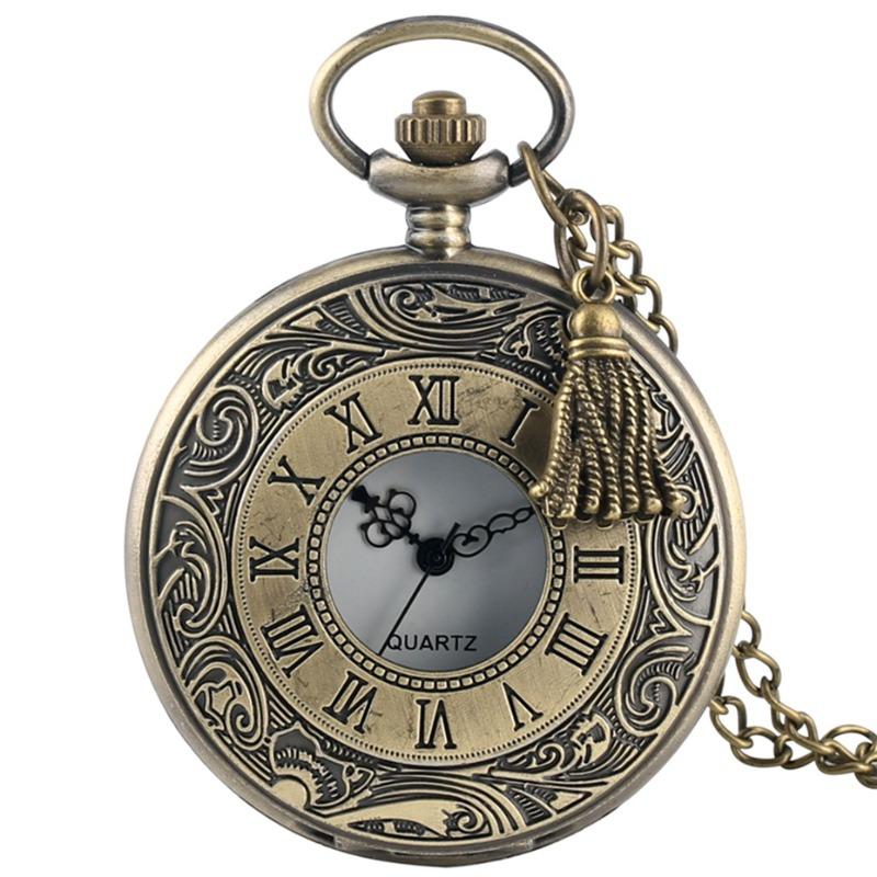 Vintage Big Pocket Watch Classic Pattern Pocket Watch Necklace Roman Big Pocket Watch Roman Numerals