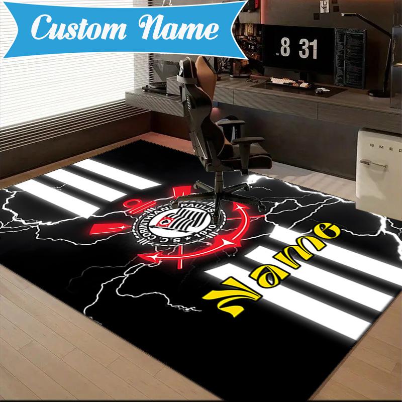Custom Name Corinthians Team Crest Rug Game Carpet, Floor Mat for Bedroom Living Room Entryway Rug, Home Decor Idea Gift for Christmas birthday