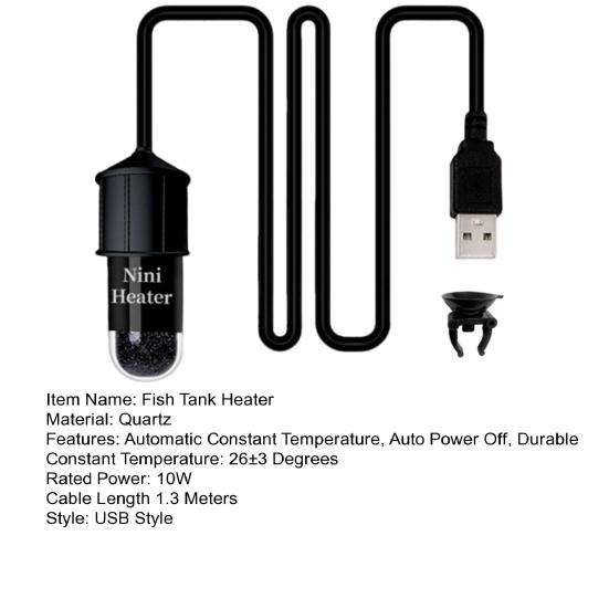 1 Set Aquarium-Heizung, USB-betriebener Mini-Aquarium-Heizstab mit Saugnapf für Tanks, Aquarien, Terrarien