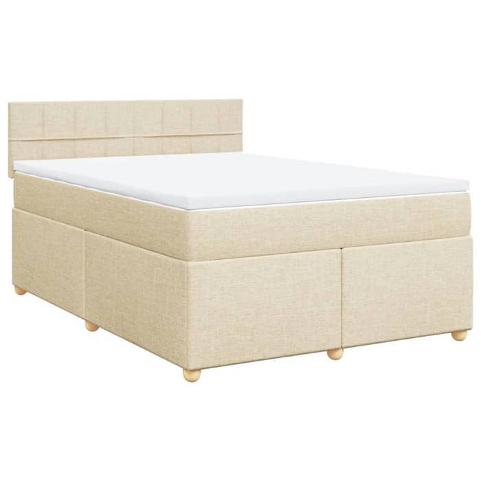 VidaXL Slat Bed Base with Mattress Cream 140x200 Cm Fabric 3289008