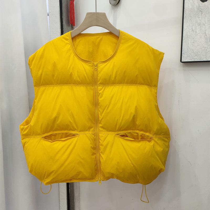 Gilet Imbottito Senza Maniche da Donna Scollo Tondo Casual Vestibilità Larga Piumino Capo Esterno