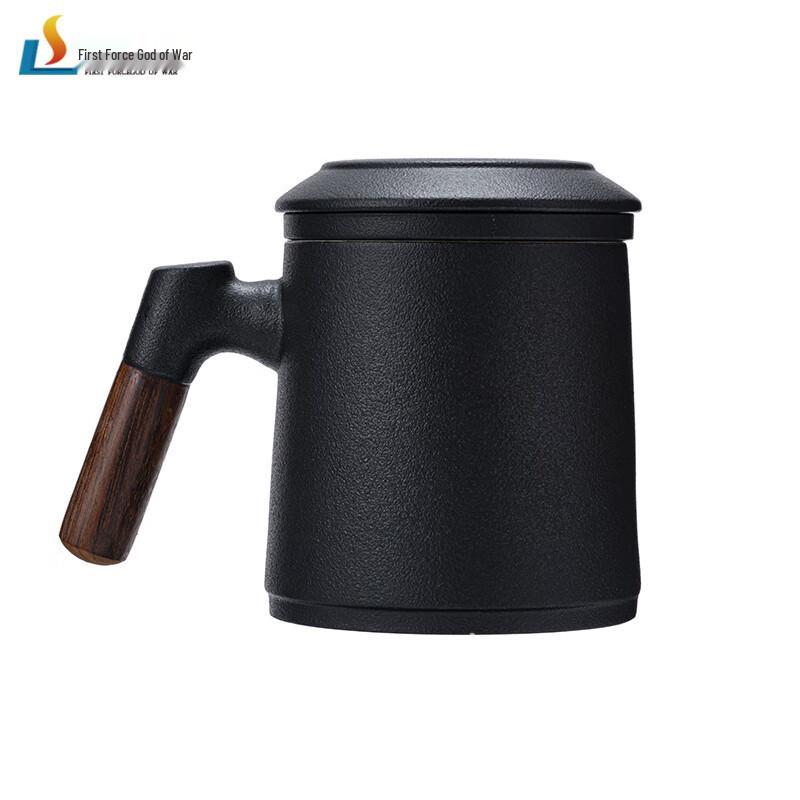 Shouli Ares Zen Black Ceramic Filter Tea Mug
