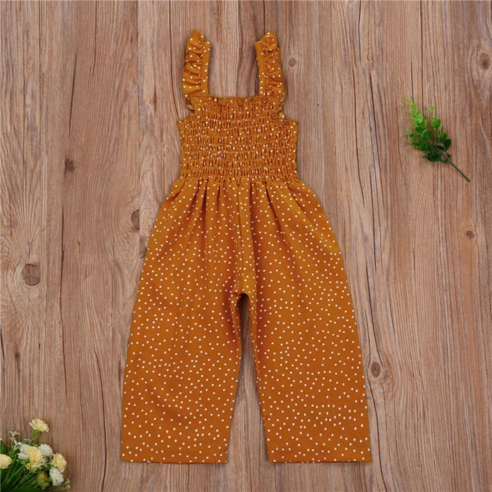 Summer  Girls Polka Dot Bodysuit Suspender Overalls Colorful Solid Overalls