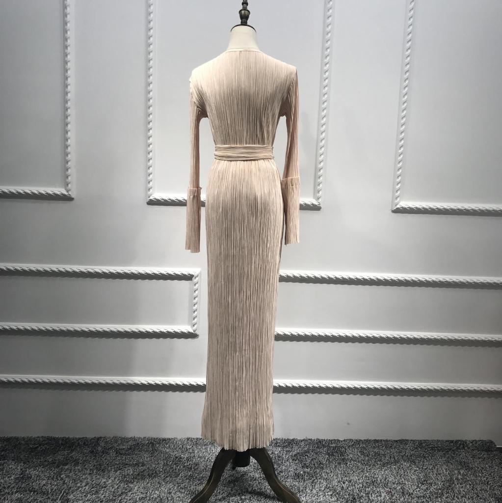 LR99 Slimming Pleated Robe Dress