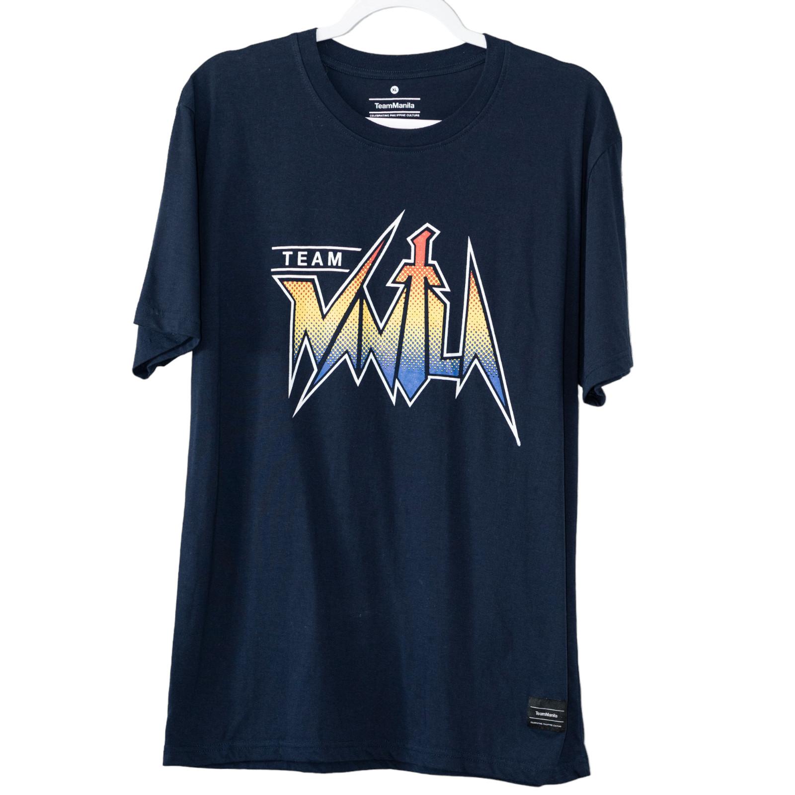 Team Manila Voltron 80s Short Sleeve T-Shirt Crew Neck Navy Blue Men Size XL S