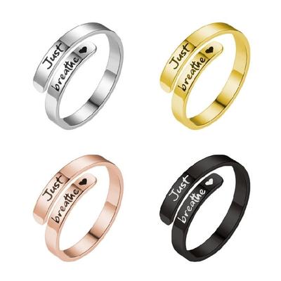 Elegant Adjustable Wedding Rings Dating Rings Letter Pattern Opening Finger Jewelry Suitable for Woman and Man Present