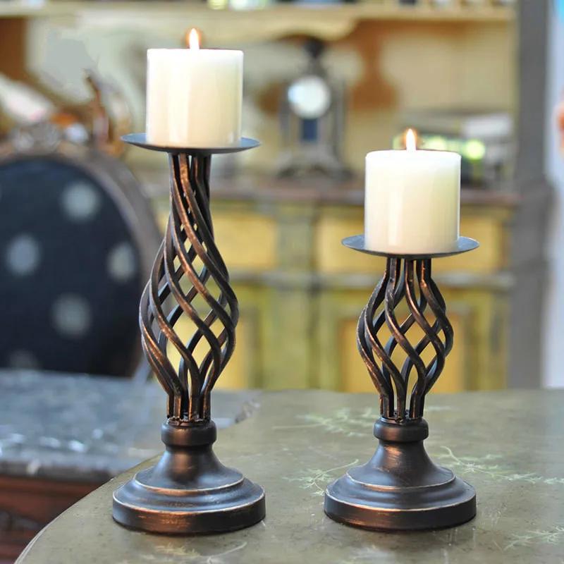 European-style American Cafe Candle Holder Wedding Candlelight Dinner Props Table Decorations Retro Candlestick Decoration