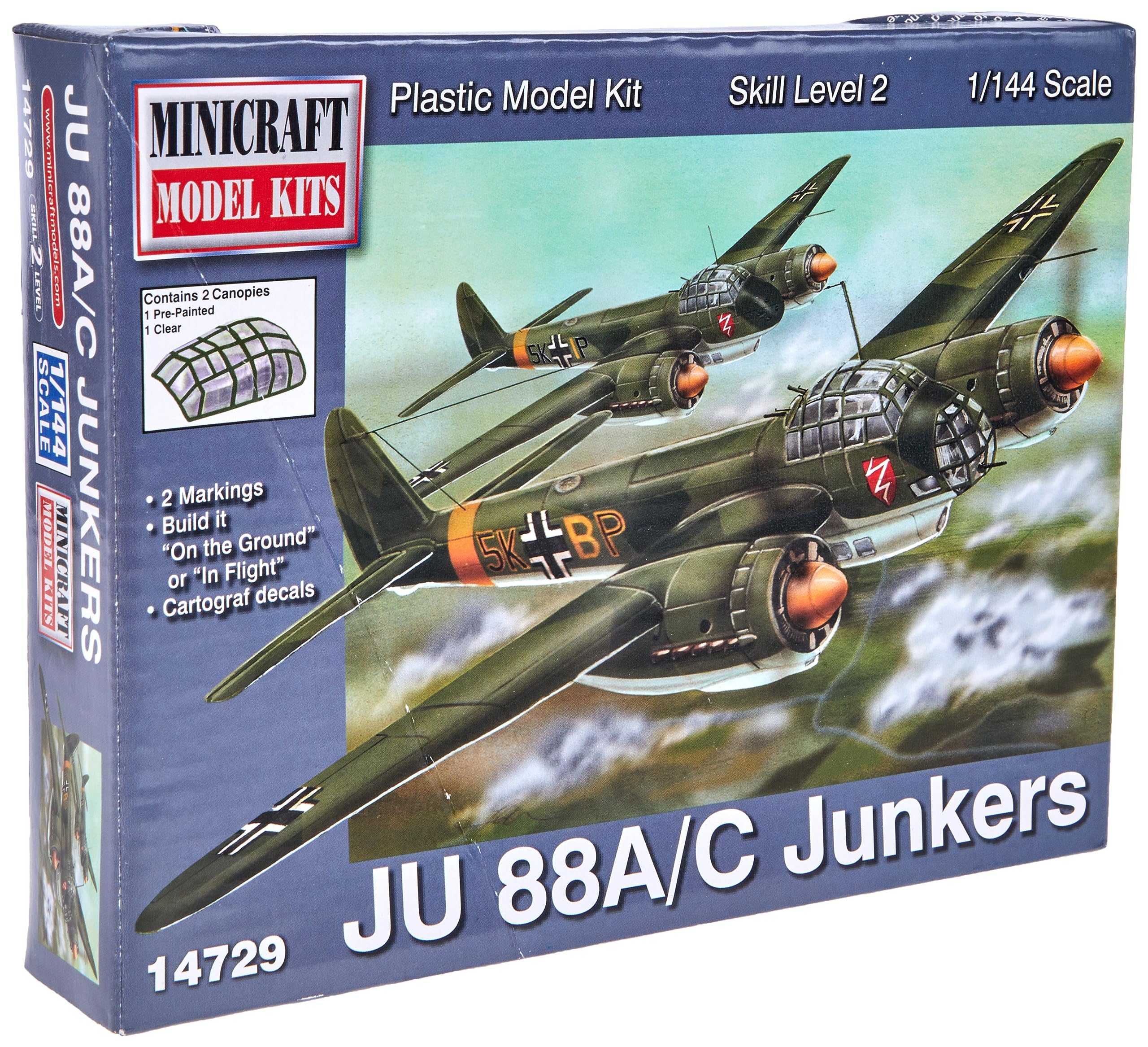 

Minicraft 1/144 WWII German Junkers Ju-88A/C Plastic Model Kit MC14729