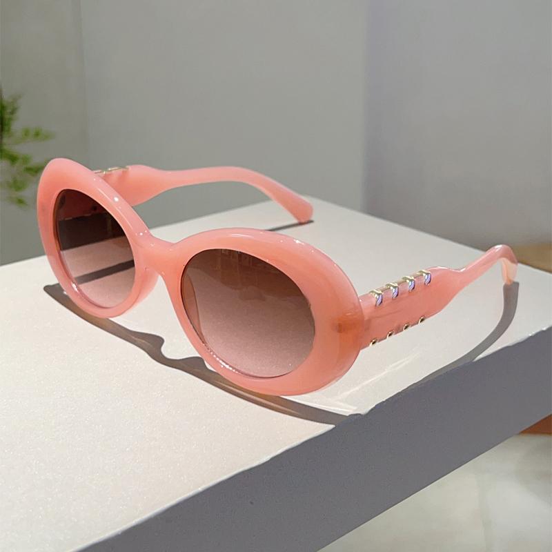 Oval Sunglasses Women  Stylish Gradient Multi-color Korean Style Casual Shades Trendy Luxury Brand Design Sun Glasses