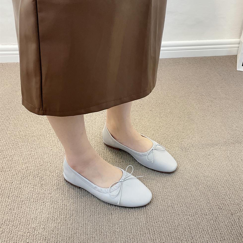 Fashion Bailamos Fashion Bow Tie Flats Ballet Shoes Women Female Ballet Round Toe Shallow Cut Ballerina Soft Moccasin Dress Shoes Zapato