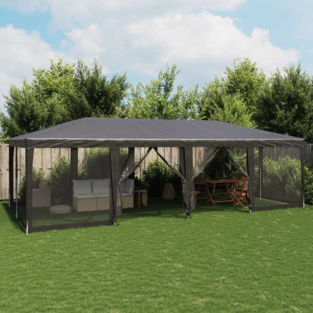 Vidaxl Party Tent With 12 Mesh Walls, Anthracite, 8X4 M, Hdpe