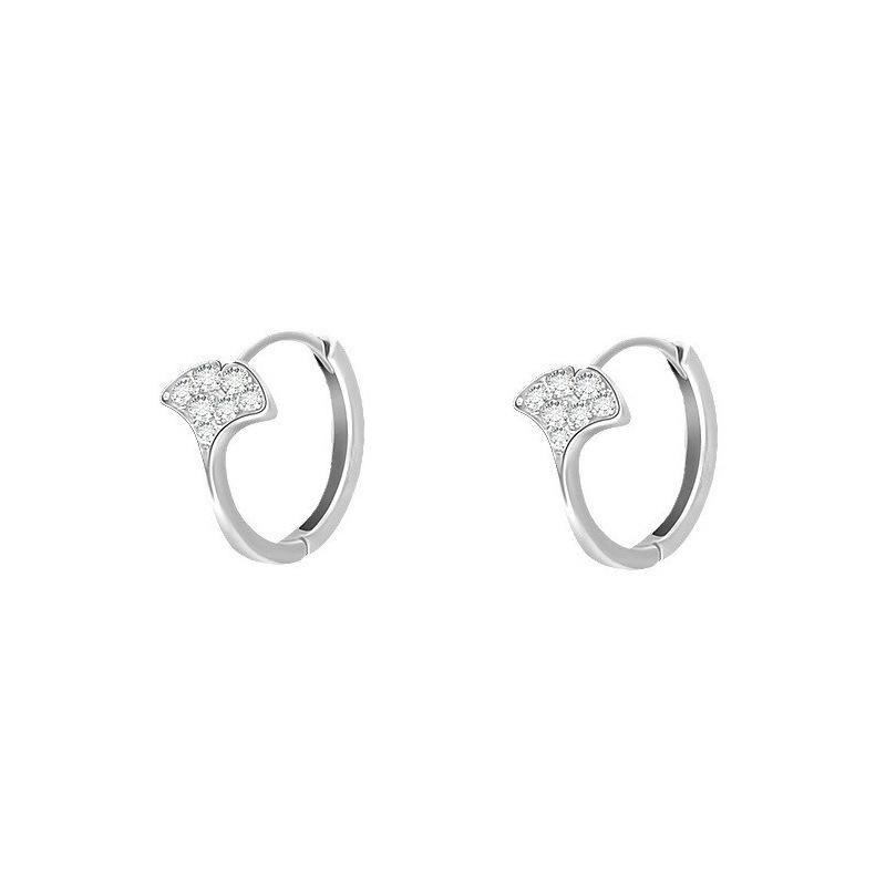 Ginkgo Biloba Zircon Ear Buckle Day Commuter Small Earrings Femininity Super Fairy Fan Leaf Stud Earrings