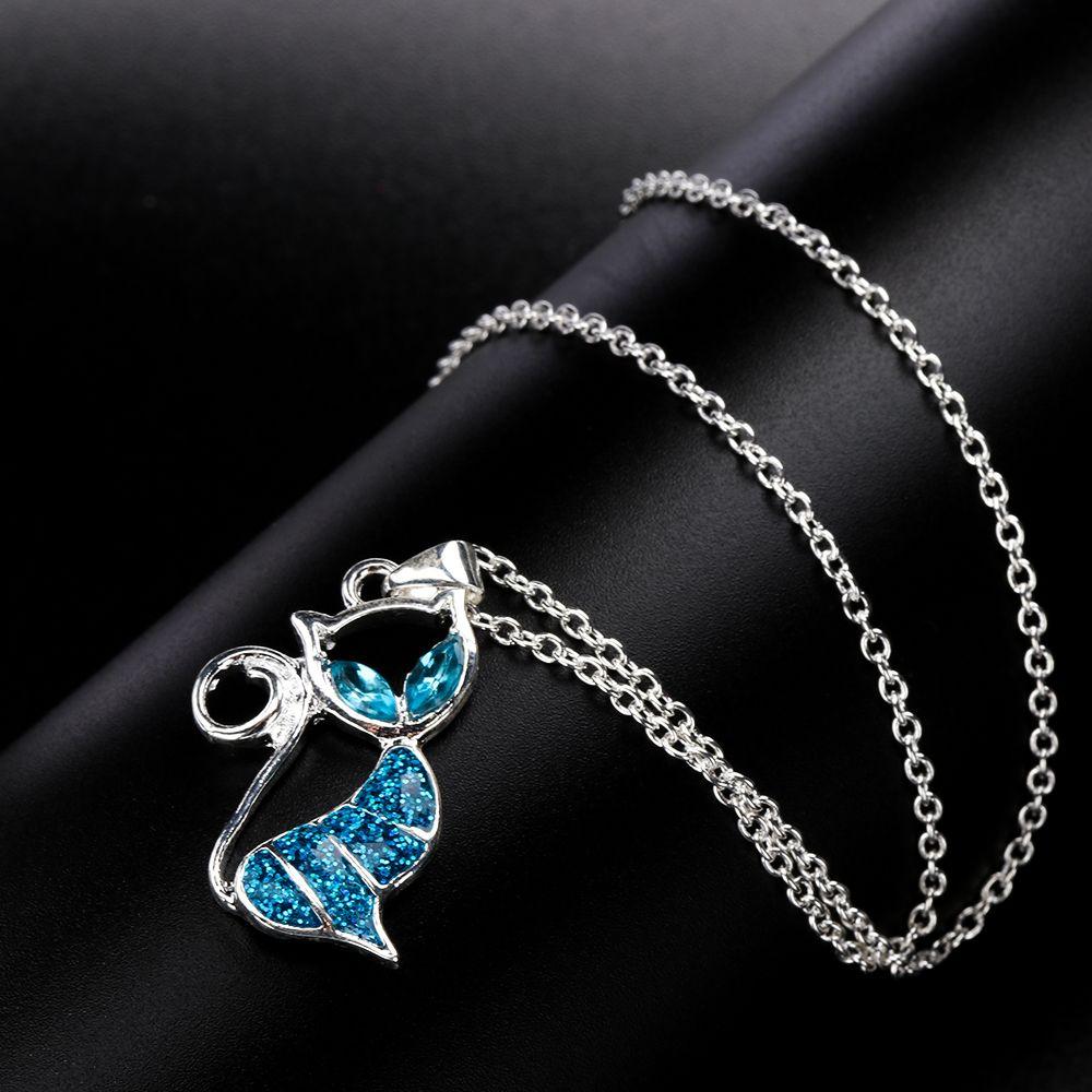 Exquisite Fashion Elegant Gift Jewelry Cat Pendant Opal Necklace Chain