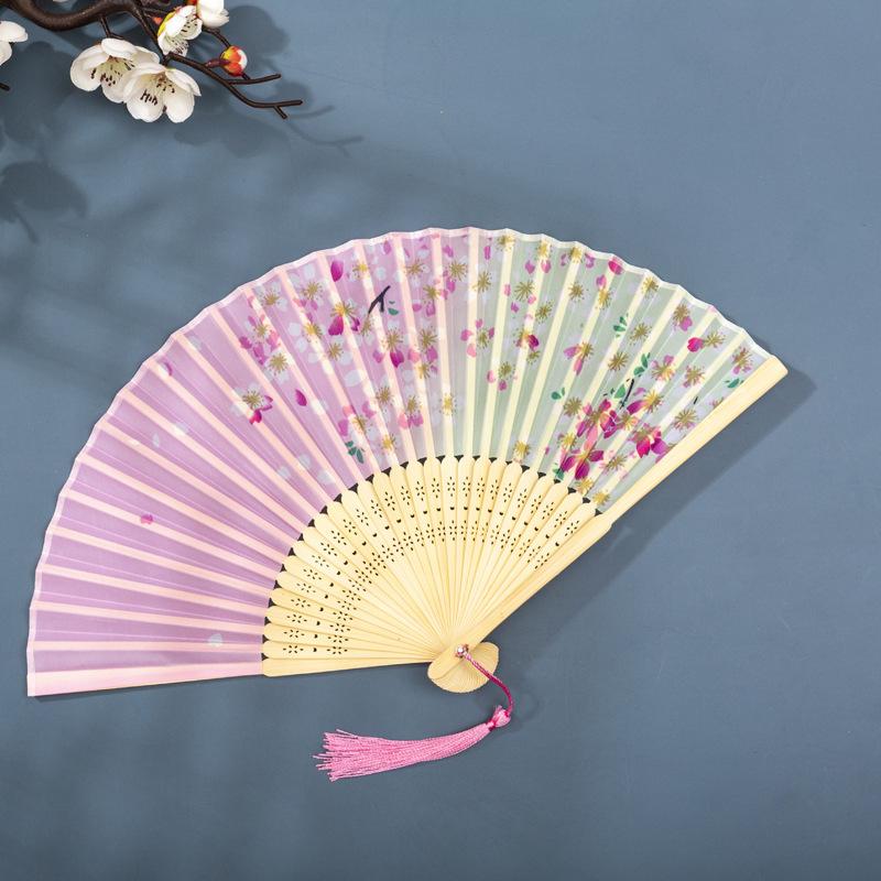 Classical Chinese Dance Fan - Handmade Bamboo Folding Fan for Wall Decor, Performance Costume & Partition Screen