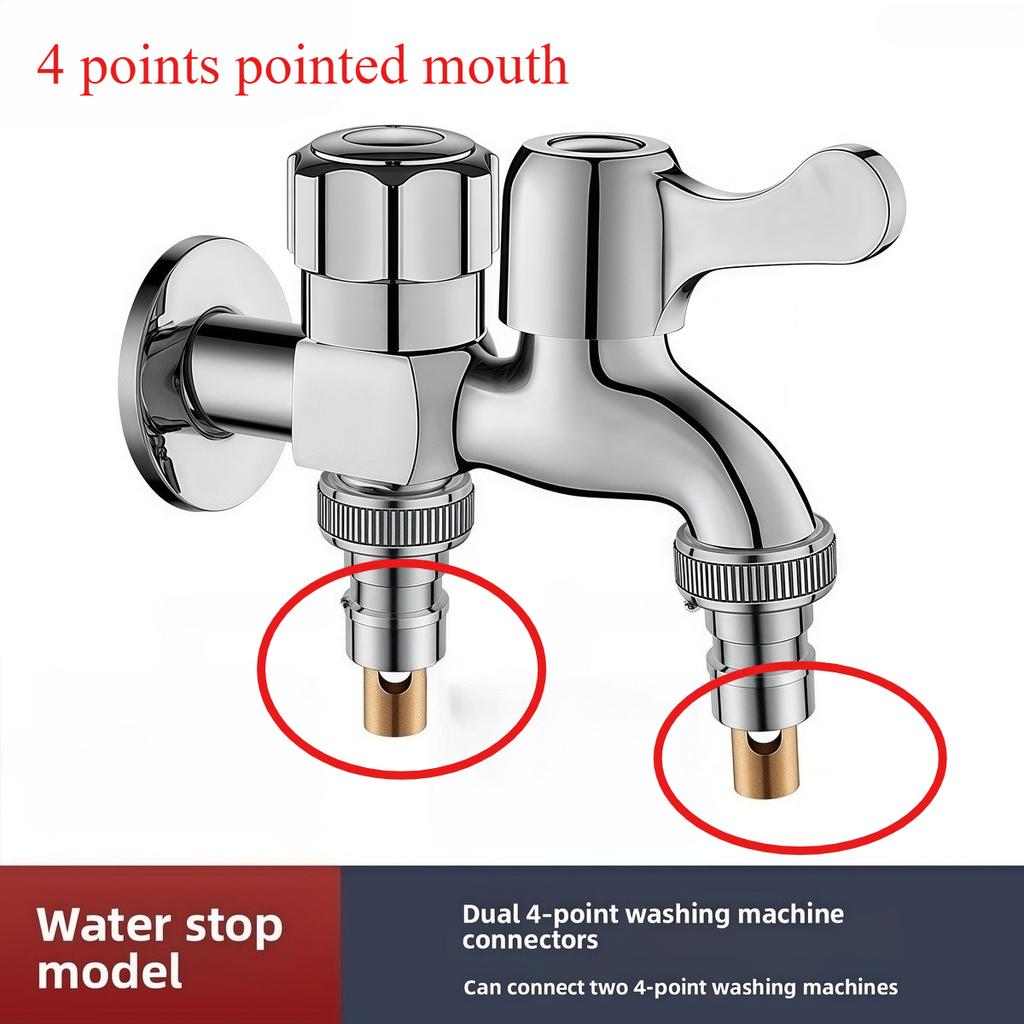 1 In 2 Out Water Splitter Faucet, G1/2 Dual Control Valve for Washing Machine/Sink, Triple Outlet Adapter