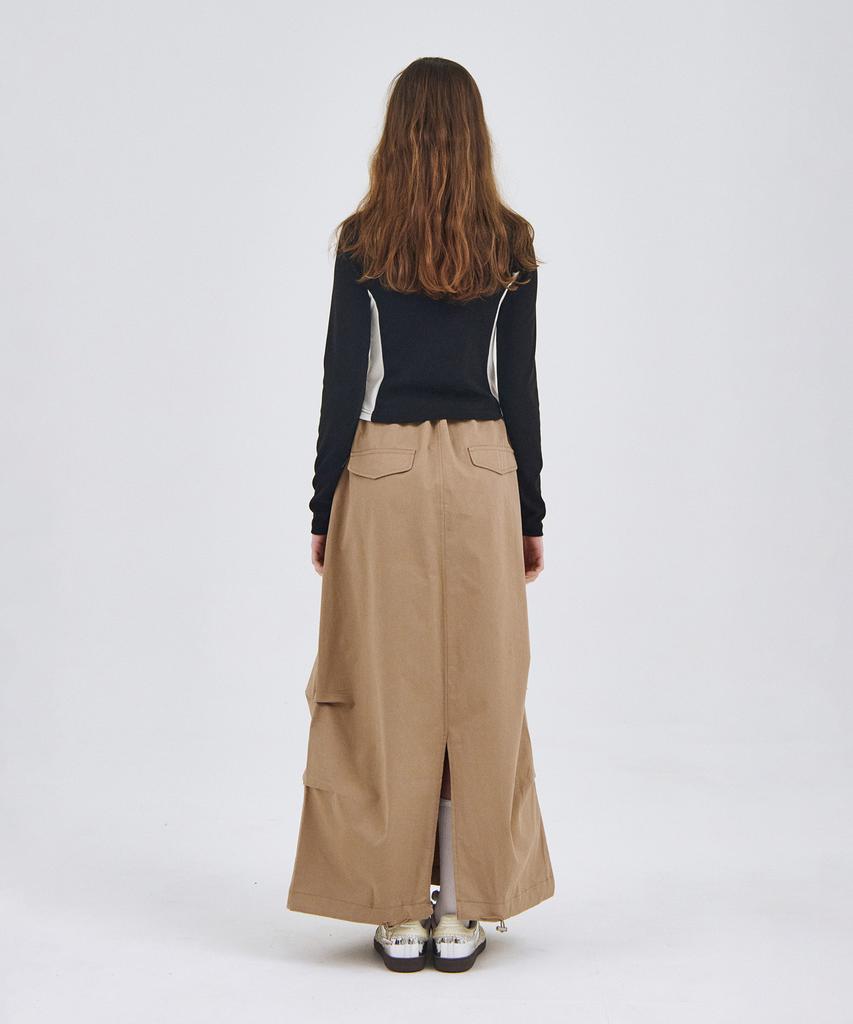 Some Place Pocket String Cargo Maxi Long Skirt _ 2 Colors